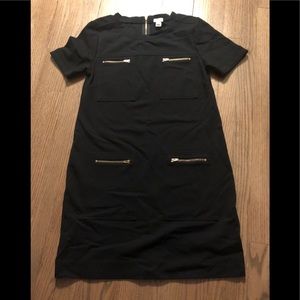 J. Crew Zip Pocket Black Shift Dress Wool Size 4
